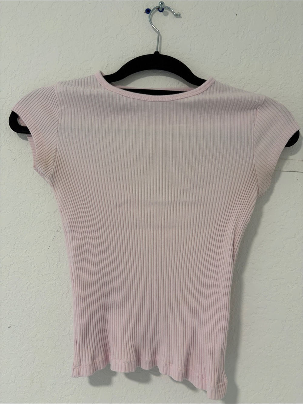 Zara Pastel Pink Ribbed Cap-Sleeve Top